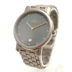 Skagen Titanium Ultra Slim 34mm Date Watch Lightweight Ti Bracelet w New Battery